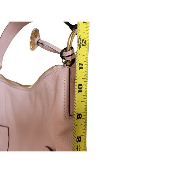 Michael Kors Jet Set Large Pebbled Leather Tote Purse Charm Pockets Beige Logo - Picture 5 of 12